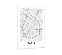 Quadro su Vetro 80x120cm Città mappa Parigi Stampe Immagini Moderni Murale