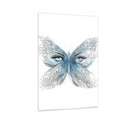 Quadro su Vetro 80x120cm illustrazione fronte farfalla ciglio Stampe Murale