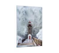 Quadro su Vetro 80x120cm Lanterna Mare Tempesta Stampe Immagini Moderni Murale