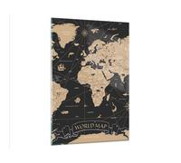 Quadro su Vetro 80x120cm Mappa Del Mondo Vintage Retrò Stampe Moderni Murale