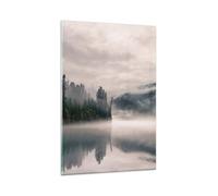 Quadro su Vetro 80x120cm Riflessione nebbia paesaggio Stampe Moderni Murale