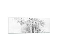 Quadro su Vetro 90x30 cm Stampe da Parete Botanica Bianco e Nero 4280
