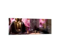 Quadro su Vetro 90x30cm Buddha candele religione Stampe Immagini Moderni Murale
