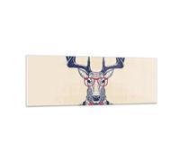 Quadro su Vetro 90x30cm Carattere cervi pantaloni a vita bassa Murale