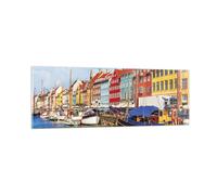 Quadro su Vetro 90x30cm Copenaghen Nahavn Navi Stampe Immagini Moderni Murale