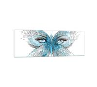 Quadro su Vetro 90x30cm illustrazione fronte farfalla ciglio Stampe Murale