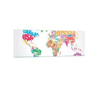 Quadro su Vetro 90x30cm Mappa parole mondo geografia Stampe Moderni Murale