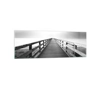 Quadro su Vetro 90x30cm Molo Prospettiva In Bianco E Nero Stampe Moderni Murale