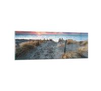 Quadro su Vetro 90x30cm Spiaggia sabbia passeggiata Stampe Moderni Murale