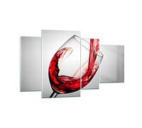 Quadro su Vetro Bere bicchiere vino Stampe da Parete in Vetro 120x70cm Quadri Moderni Soggiorno Camera da Letto Cucina Set 4 pezzi Grandi Decorazione Murale Wall Art Grafica Immagini GDL120x70-2258