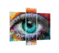 Quadro su Vetro elegante diamante futuristico geometrico Stampe da Parete in Vetro 95x80cm Quadri Moderni Soggiorno Camera da Letto 3 pezzi Grandi Decorazione Murale Wall Art Immagini GCB95x80-3172