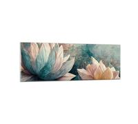 Quadro su Vetro 90x30cm Fiori Art Deco Loto Stampe Immagini Moderni Murale