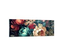 Quadro su Vetro 90x30cm Fiori Shabby Chic Classico Stampe Moderni Murale