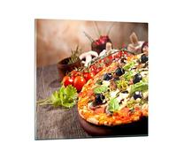 Quadro su Vetro Pizza Cibo Italia tradizione Stampe da Parete in Vetro 30x30cm Quadri Moderni Soggiorno Camera da Letto Cucina 1 pezzo Piccoli Decorazione Murale Wall Art Immagini GAC30x30-2791