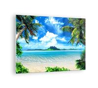 Quadro su Vetro Spiaggia vacanza isola palma Stampe da Parete in Vetro 70x50cm Quadri Moderni Soggiorno Camera da Letto Cucina 1 pezzo Piccoli Decorazione Murale Wall Art Immagini GAA70x50-2528