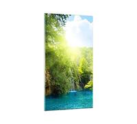 Quadro su Vetro Verticale 45x80cm Stampe da Parete Cascata Forrest Cielo Piccoli Decorazione Murale Camera da Letto Cucina 1 pezzo Quadri Moderni Soggiorno Grafica Immagini Wall Art GPA45x80-0157