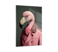 Quadro su Vetro Verticale Fenicottero Ritratto Vestito Stampe da Parete 50x70cm Quadri Moderni Soggiorno Camera da Letto Cucina 1 pezzo Piccoli Decorazione Murale Wall Art Immagini GPA50x70-6168