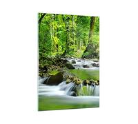 Quadro su Vetro Verticale Flusso Foresta Natura Stampe da Parete 50x70cm Quadri Moderni Soggiorno Camera da Letto Cucina 1 pezzo Piccoli Decorazione Murale Wall Art Grafica Immagini GPA50x70-0174