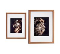 Quadro Tigre Leone Cristallo Bronce Vetro Truciolare [33 x 3 x 43 cm] [33 x 3