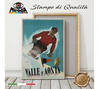 QUADRO Vallée d'Aoste Valle d'Aosta sci neve inverno funivia STAMPATELA CANVAS