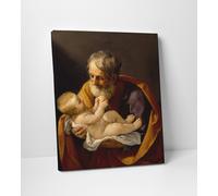 Quadro Vernice Pennellate Guido Reni San Giuseppe e Gesù Stampa su Tela Canvas