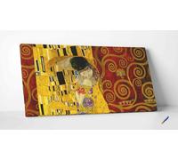 Quadro Vernice Pennellate Klimt il Bacio Rosso Stampa su Tela Canvas