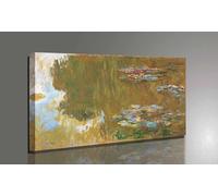 Quadro Vernice Pennellate Monet Ninfee 6 Stampa su TELA Canvas Effetto Dipinto