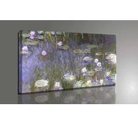 Quadro Vernice Pennellate Monet Ninfee Stampa su Tela Canvas Effetto Dipinto
