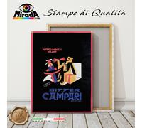 QUADRO VINTAGE FORTUNATO DEPERO BITTER CAMPARI STAMPA TELA CANVAS BAR APERITIVO