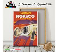 QUADRO vintage Monaco Grand Prix 5 avril 1930 Automobile STAMPA TELA CANVAS TOP