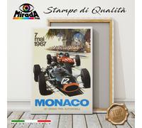 QUADRO vintage Monaco Grand Prix 7 mai 1967 Automobile STAMPA TELA CANVAS TOP