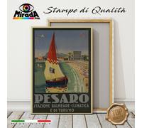 QUADRO vintage PESARO Urbino Marche mare estate Adriatico STAMPA TELA CANVAS TOP
