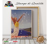 QUADRO vintage Santa Margherita Ligure Genova Liguria mare STAMPA TELA CANVAS