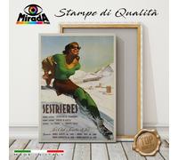 QUADRO vintage SESTRIERE SPORT SCI INVERNALI PIEMONTE TORINO STAMPA TELA CANVAS