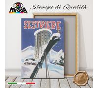 QUADRO vintage SESTRIERE SPORT SCI INVERNO PIEMONTE TORINO STAMPA TELA CANVAS