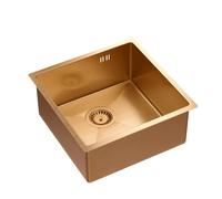 QUADRON Lavello da cucina a vasca singola in acciaio inox | dimensioni 44 x 44 x 19 cm colore: rame Pvd (lavello da incasso) | Lavello da incasso PAUL | Lavello da cucina a una vasca