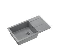 QUADRON Lavello grigio | Dimensioni 78 x 45 x 18,5 cm |Lavello in granito CHRISTIAN 136 XL Lavello da cucina a una vasca | manuale e gocciolatoio |Lavello da incasso a 1 vasca