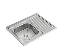 QUADRON Lavello in acciaio inox | dimensione 80 cm colore: sinistro | ROBIN lavello da cucina | scarico incluso | lavello in acciaio inox adatto a mobile da 80 cm | sovrapposizione (SINISTRA)