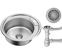QUADRON Lavello in acciaio inox | Dimensioni 40 cm Colore: Flax | HUGO Lavello a una vasca | Lavello da cucina | Scarico incluso | Lavello in acciaio inox Adatto a mobili da 40 cm | da incasso (LEN)