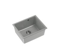 QUADRON Lavello in granito Lavello da cucina | dimensioni 37,5 x 46 x 20,5 cm colore: Grigio E Acciaio | Lavello ALEC 40 a vasca singola | lavello in granito | con sifone manuale