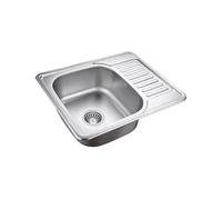 QUADRON Lavello moderno a una vasca in acciaio inox | Dimensioni 45 cm Colore: Flax | Lavello a una vasca in acciaio inox KEVIN | Scarico incluso | Adatto a mobili da 45 cm | Incasso (LEN)