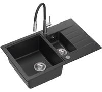 Quadron Peter lavello con rubinetto nero/acciaio HCQP57850CZK_3922505BSBL