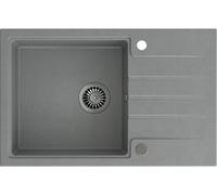 QUADRON lavello in granito a vasca singola | dimensioni 78 x 50 x 20, colore: grigio | PETER 111 lavello da cucina a vasca singola | lavello in granito | con sifone e scolapiatti manuale