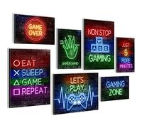 Quadros - Completamente Pronto Da Appendere - Immagini - Console Di Gioco Di Gioco - 7 Pezzi Set Moderni - N005271a
