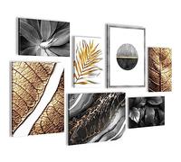Quadros - Completamente Pronto Da Appendere - Immagini - Foglie Di Fiori Astratti - 7 Pezzi Set Moderni - N007071c