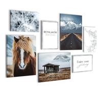 Quadros - Completamente Pronto Da Appendere - Immagini - Inverno Neve - 7 Pezzi Set Moderni - N005471a