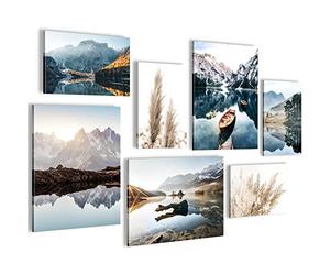 Quadros - Completamente Pronto Da Appendere - Immagini - Lago Di Montagne Blu - 7 Pezzi Set Moderni - N003671a