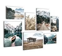 Quadros - Completamente Pronto Da Appendere - Immagini - Lago Montagne Paesaggio - 7 Pezzi Set Moderni - N007371a