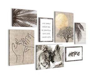 Quadros - Completamente Pronto Da Appendere - Immagini - Löwen Love - 7 Pezzi Set Moderni - N018571a
