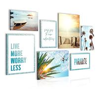 Quadros - Completamente Pronto Da Appendere - Immagini - Mare Spiaggia - 7 Pezzi Set Moderni - N001371a
